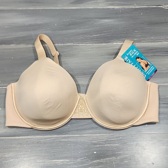 Vanity Fair Bra 40D Full Figure Beauty Back Smoothing Bra 4-way Stretch Neutral - Picture 1 of 10
